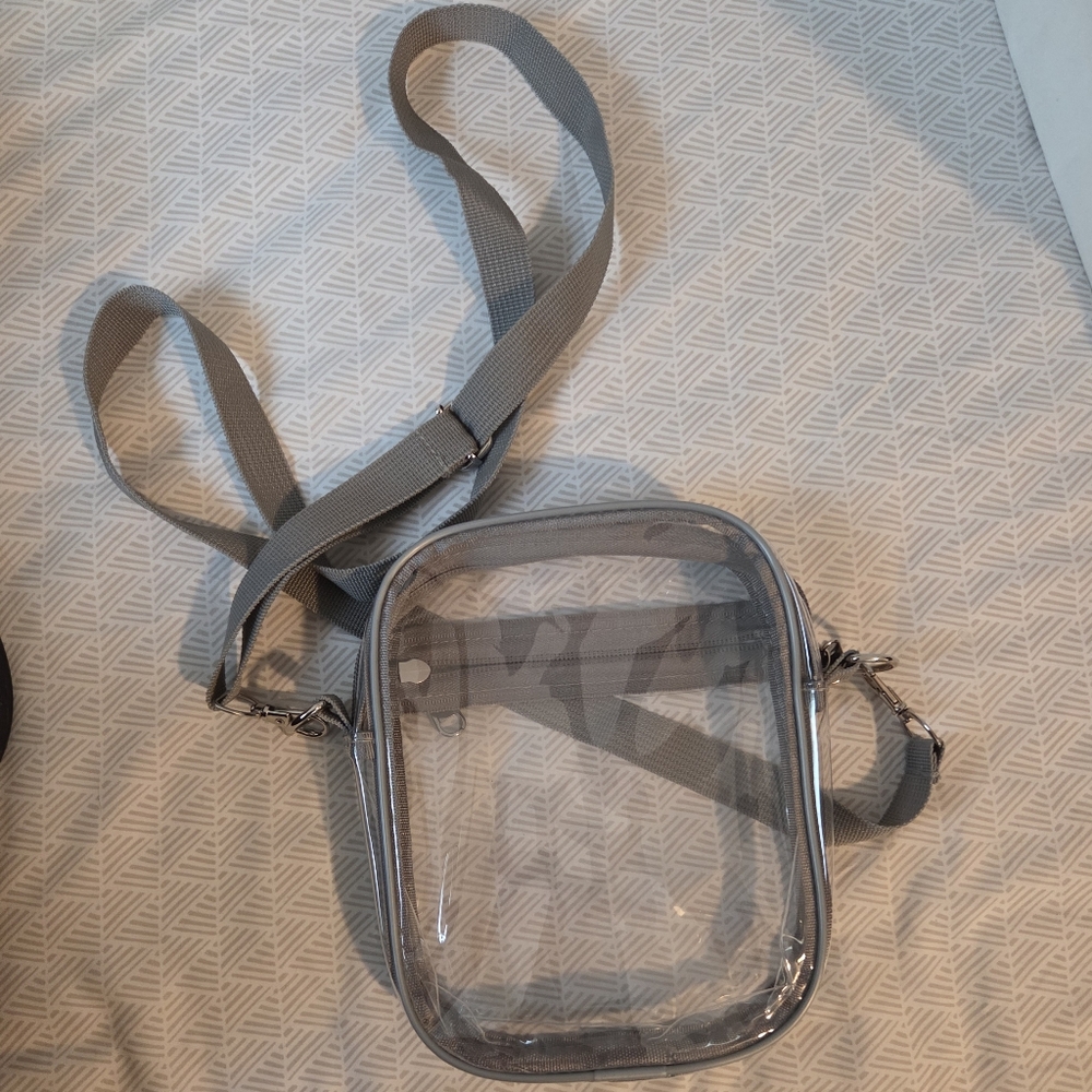 Clear Crossbody Bag with Gray Strap